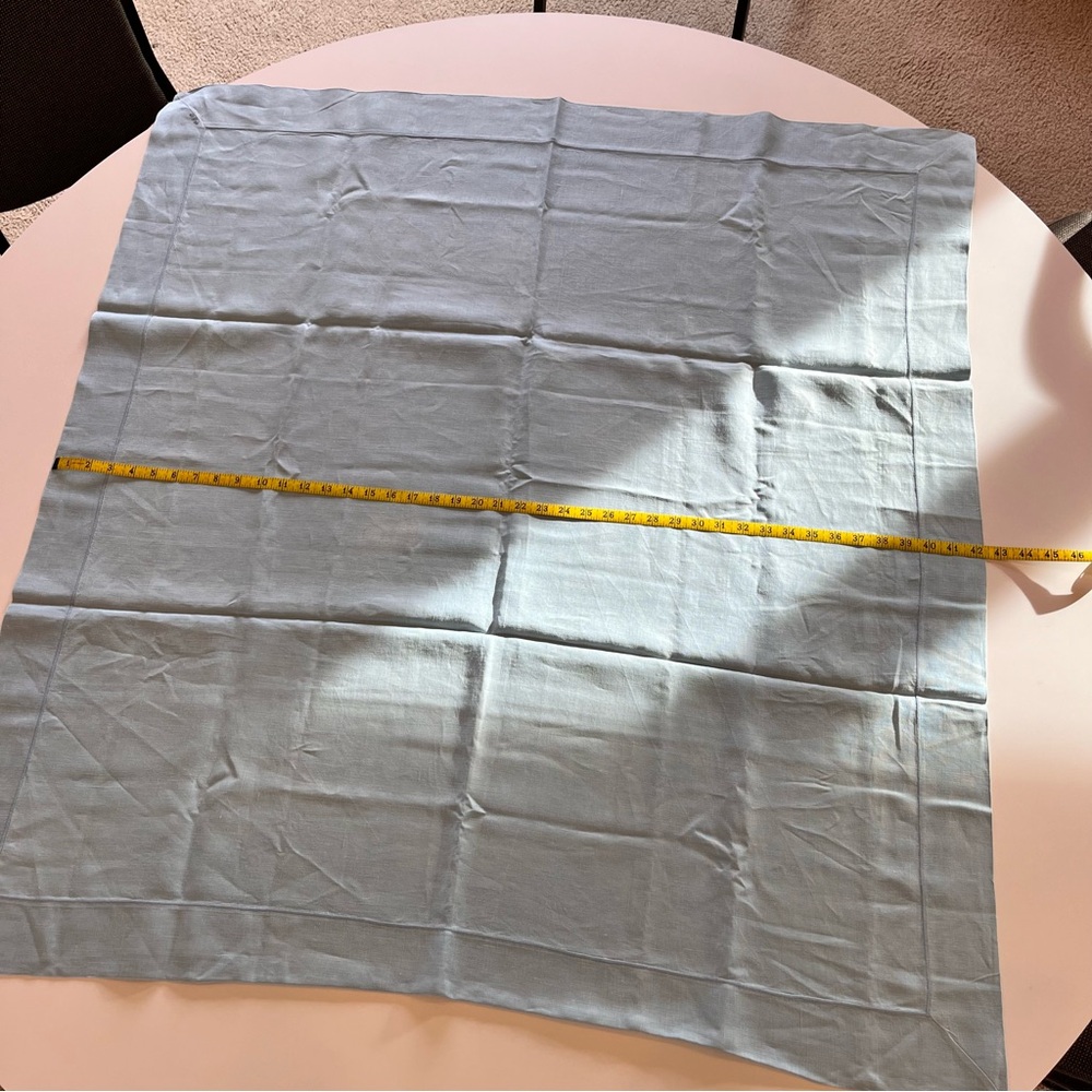 Vintage Solid Blue Color Cotton Tablecloth Approximately 42 x 44 - Picture 5 of 15